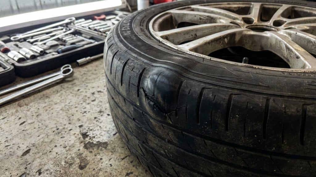 pneu abimé sur le flanc